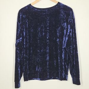 H&M Dark Blue Crushed Velvet Long Sleeve Medium Whimsigoth Fairy Grunge Goth